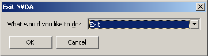 NVDA's exit confirmation dialog